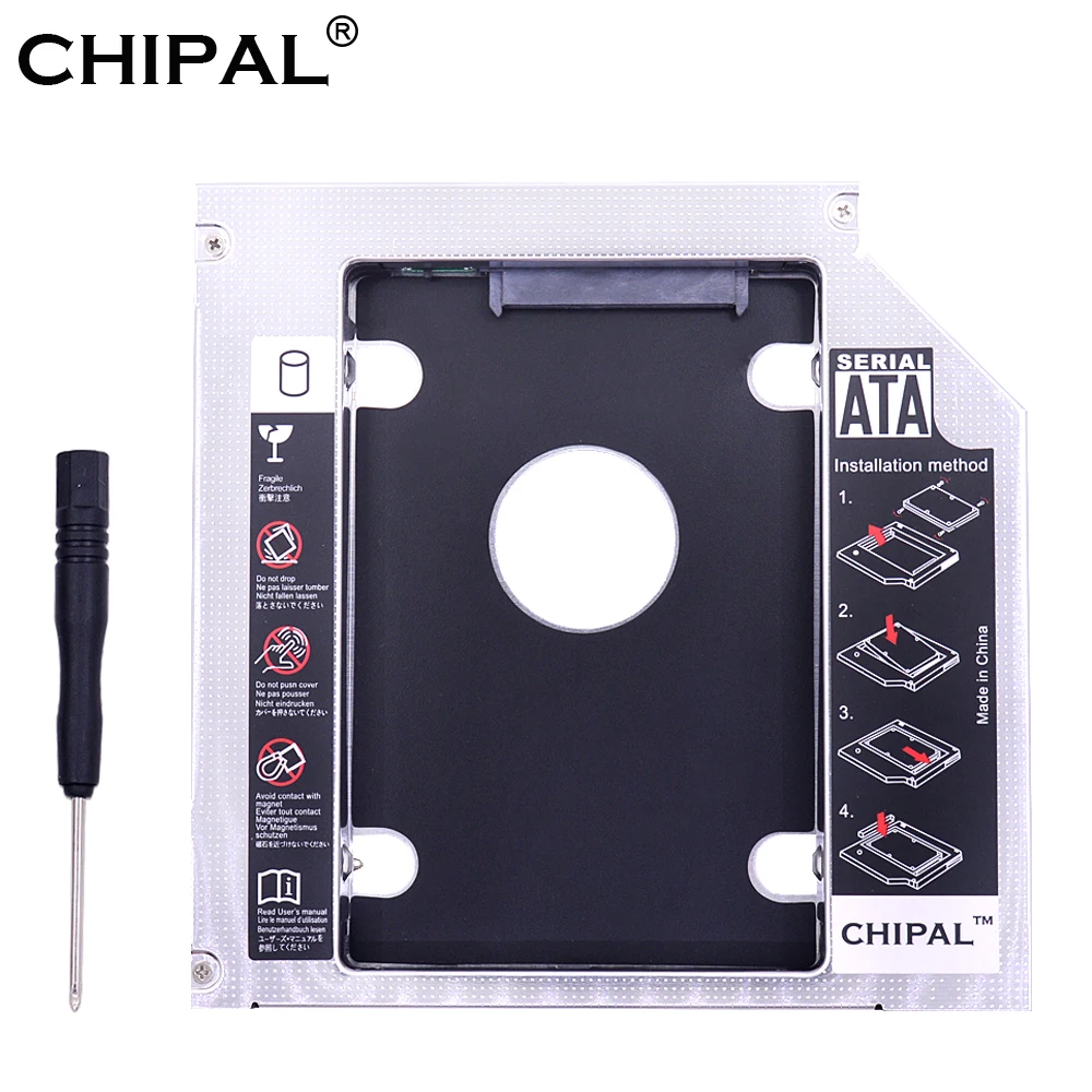 

CHIPAL Universal Dual LED 2nd HDD Caddy 12.7MM for 2.5" 2TB SSD Hard Disk Drive Case Enclosure for Laptop CD-ROM DVD-ROM Optibay