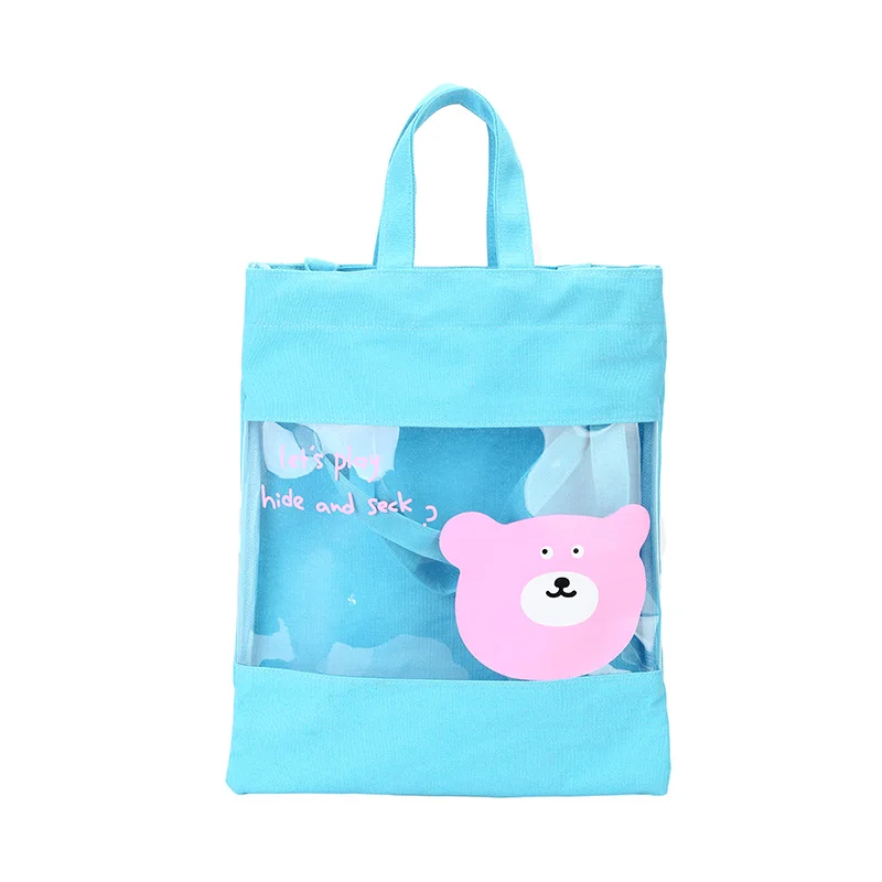 

2017 Fresh Fruit Pattern Transparent Stitching Canvas Shopping Bag Jelly Beach Shoulder Bag Lovely Single Shoulder Bags 8042