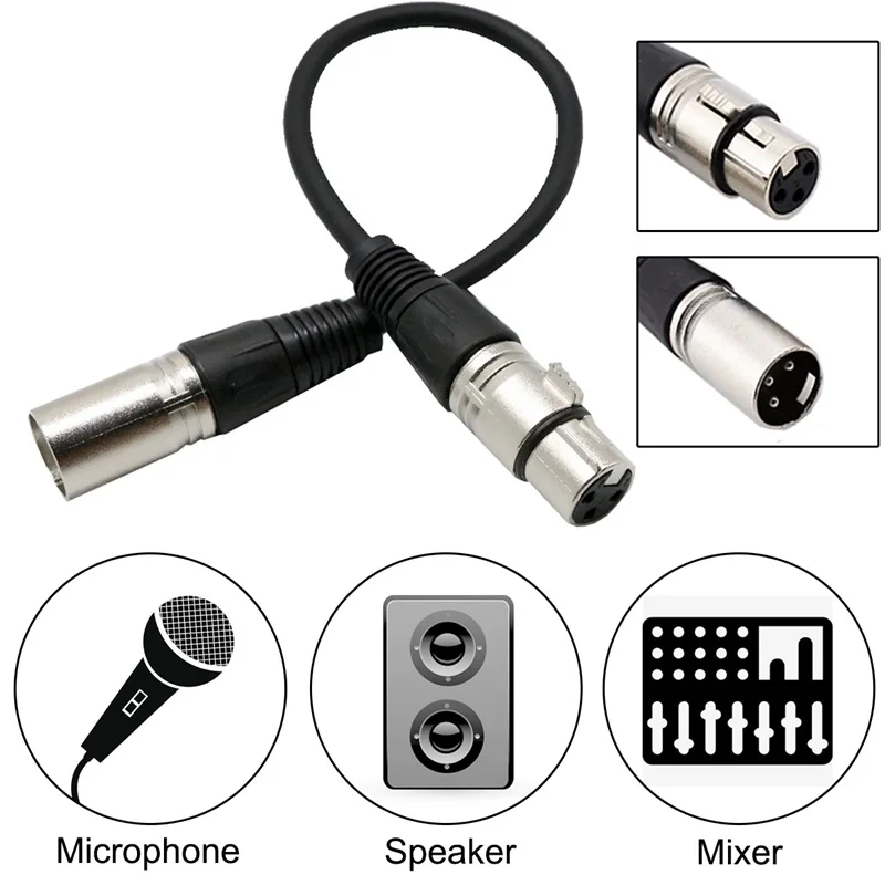 ABHU-XLR 3-контактный Мужской Женский микрофон аудио вход для микрофона экранированный кабель