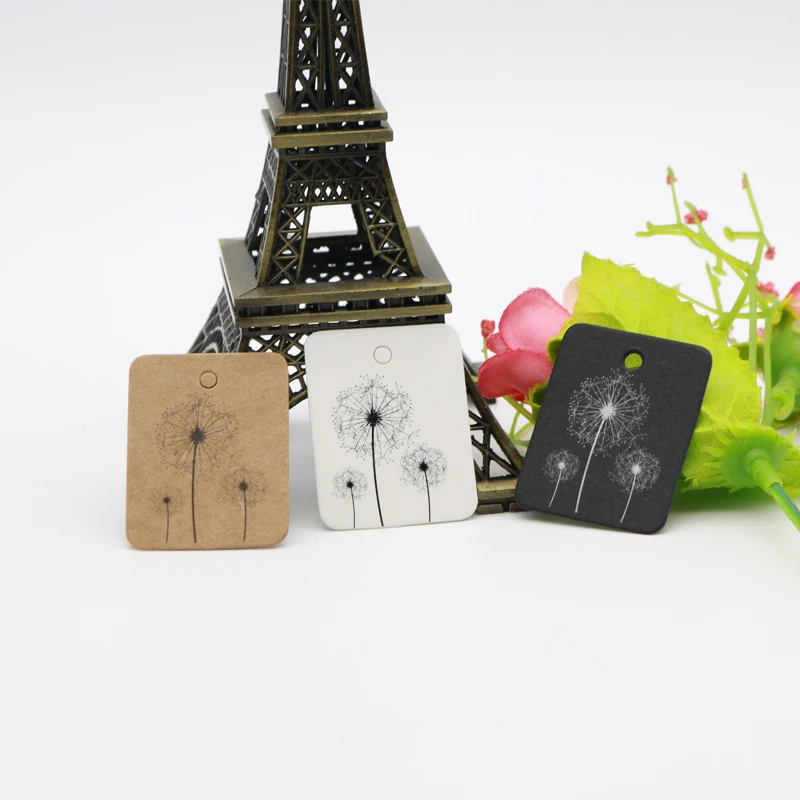 Free Shipping 200pcs/lot 2.6x3.3cm Cute Dandelion Pattern Printed Kraft/White/Black Paper Labels for Gifts Clothes Packaging Tag | Украшения