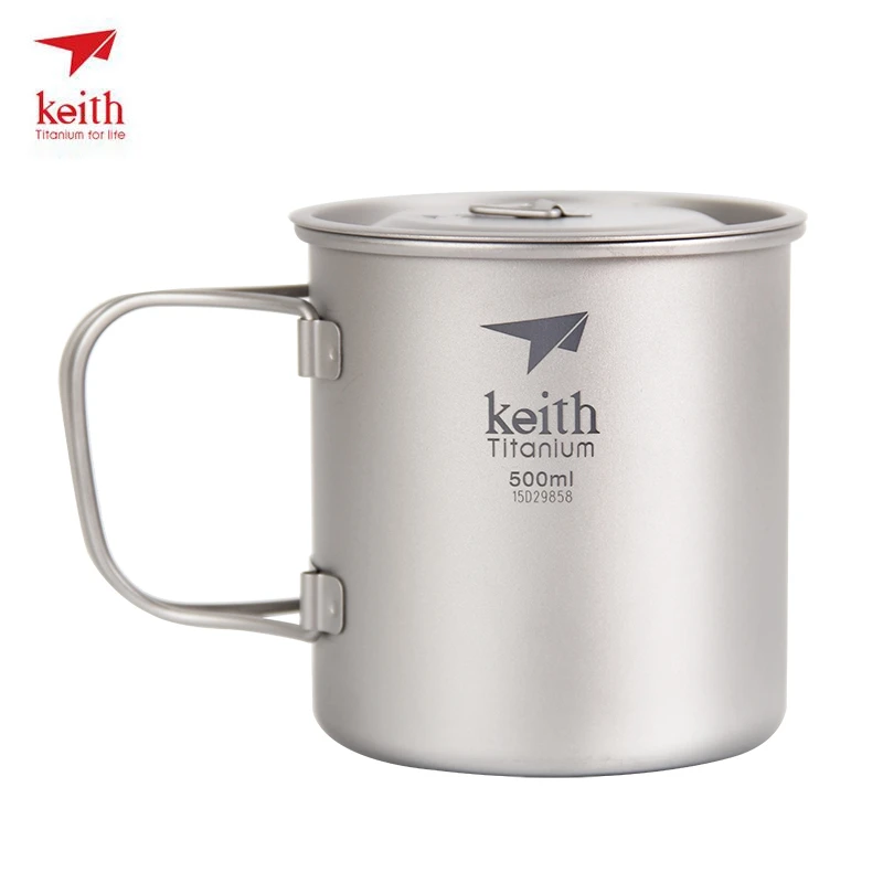 Keith titanio taza mango plegable pared única Copa acampar al aire libre senderismo vasos tazas de titanio con tapa 220 ml-900 ml