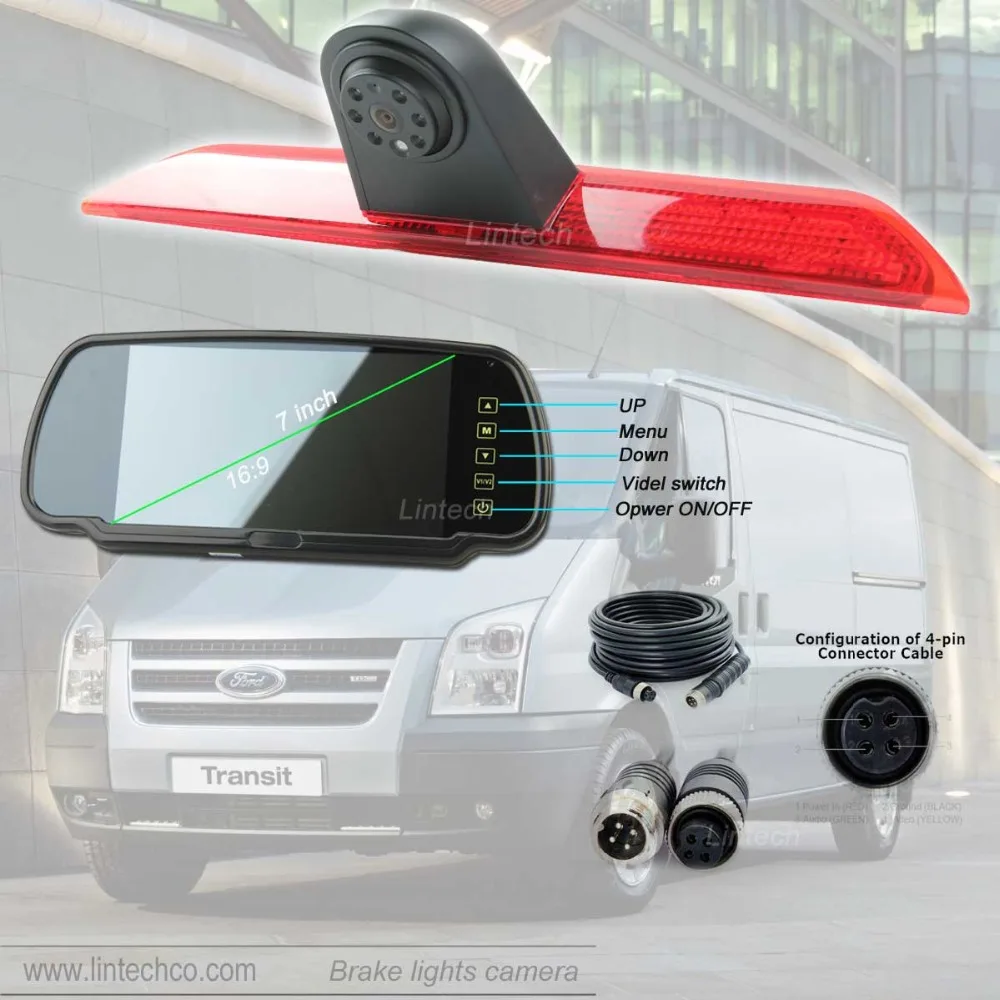 

7" Mirror Monitor Brake lights Camera Rear view system kit for Ford Transit 2014~2015