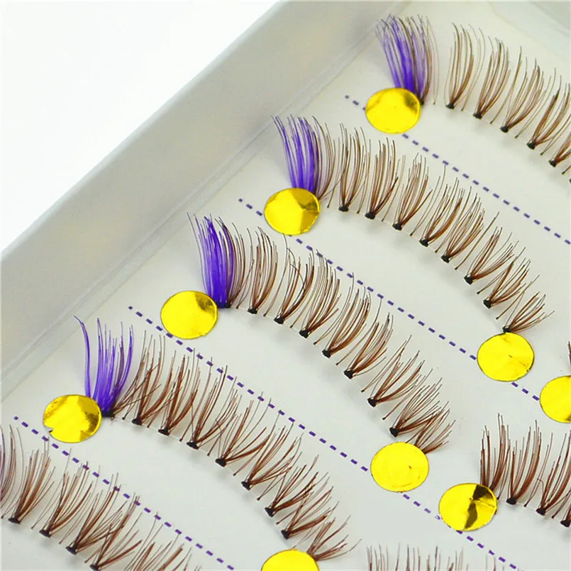 

3D Mink Lashes Purple Blue Eye Tail Lashes Natural Eyelashes for Extension 5 Pairs/lot Full Strip Lashes Mink Flase Eyelashes