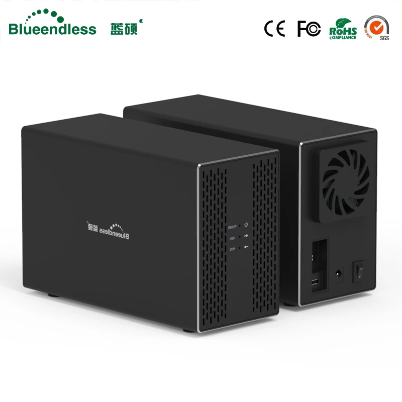 Blueendless алюминиевый корпус для внешнего жесткого диска 2 отсека 3 5 дюйма SATA на USB 0