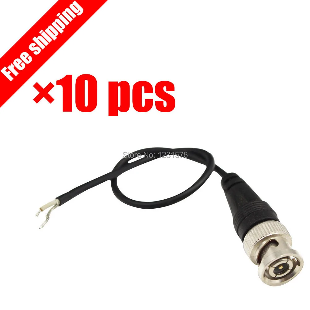 Free Shipping! BNC Male to Open End Coaxial Connector Cable for CCTV Cameras (Pack of 10pcs)in