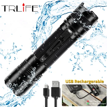 

USB Rechargeable Built-in 3000mAh XPG2 S3 LED Flash light Tactical Super Bright IP67 Waterproof Torch with Clip Power Bank