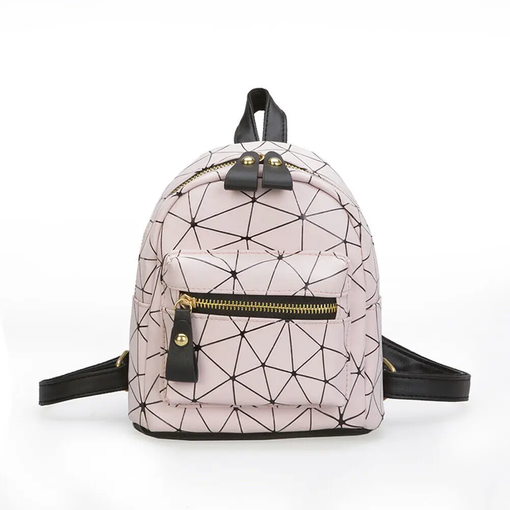 Новинка, Модный стильный женский портативный мини-рюкзак из искусственной кожи, маленький рюкзак на молнии с геометрическим узором для девочек