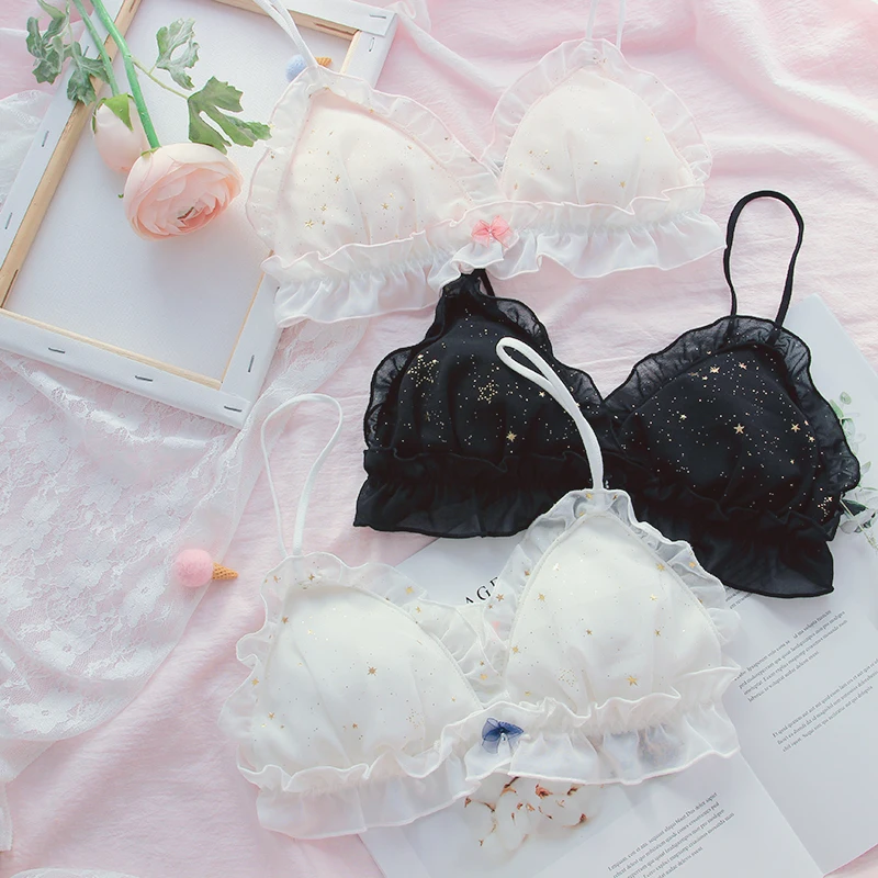 

Japanese girls heart sky little chest underwear suits for, sexy express bra lace without rims soft sister loilita students