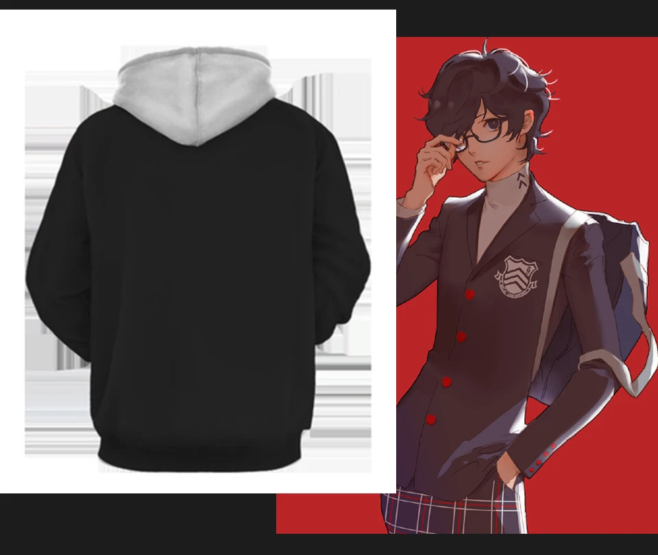 Костюм толстовки Persona 5 Косплей Akira Kurusu толстовки аниме для мужчин 3D печати с капюшоном куртки человек повседневная анимация уличная