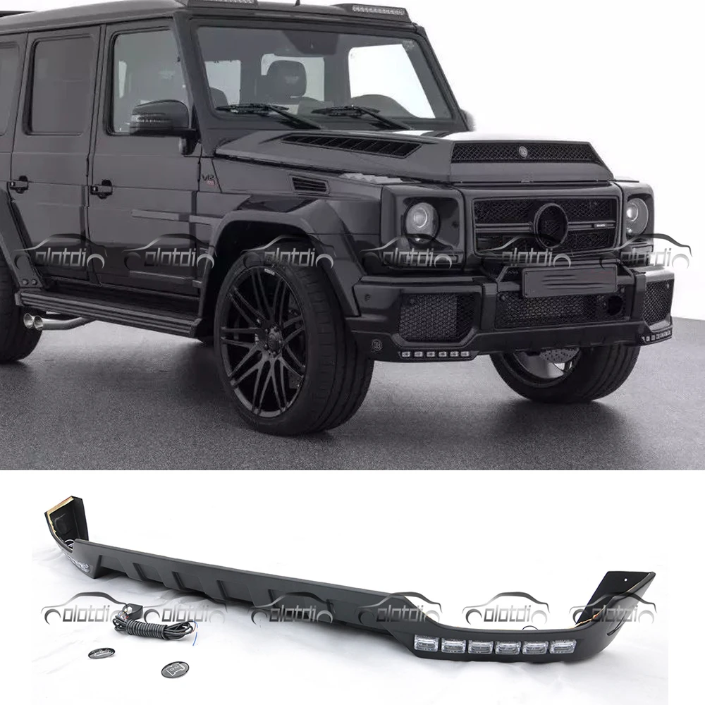 Для Mercedes W463 G Class G63 G65 передний спойлер для губ с светодиодный PU материал B Стиль стайлинга автомобилей
