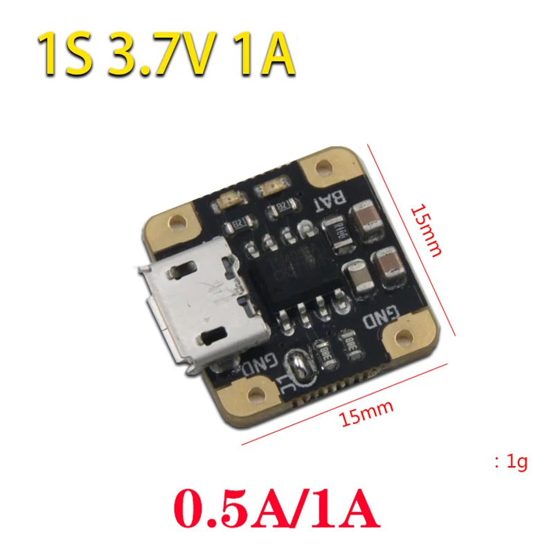

5PCs 3.7V 1S Lipo Battery Charging Module 0.5A/1A Mini Charging Board With Micro USB Port Intergrated Indicator DIY Charger