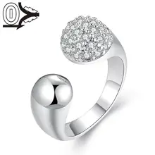 2016 New Arrival Silver-plated Ring,Silver Fashion Jewelry,Women Gift Smooth Zircon Head Silver Finger Rings Top Quality