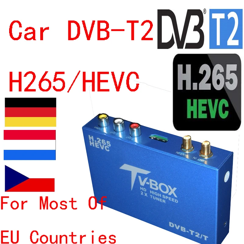 Новейшая DVB-T2 H.265 автомобильное Цифровое ТВ-приемник D tv Mobile 2 Антенна HD DVB T2/H265.HEVC для Германии Netherland чешского ЕС страны