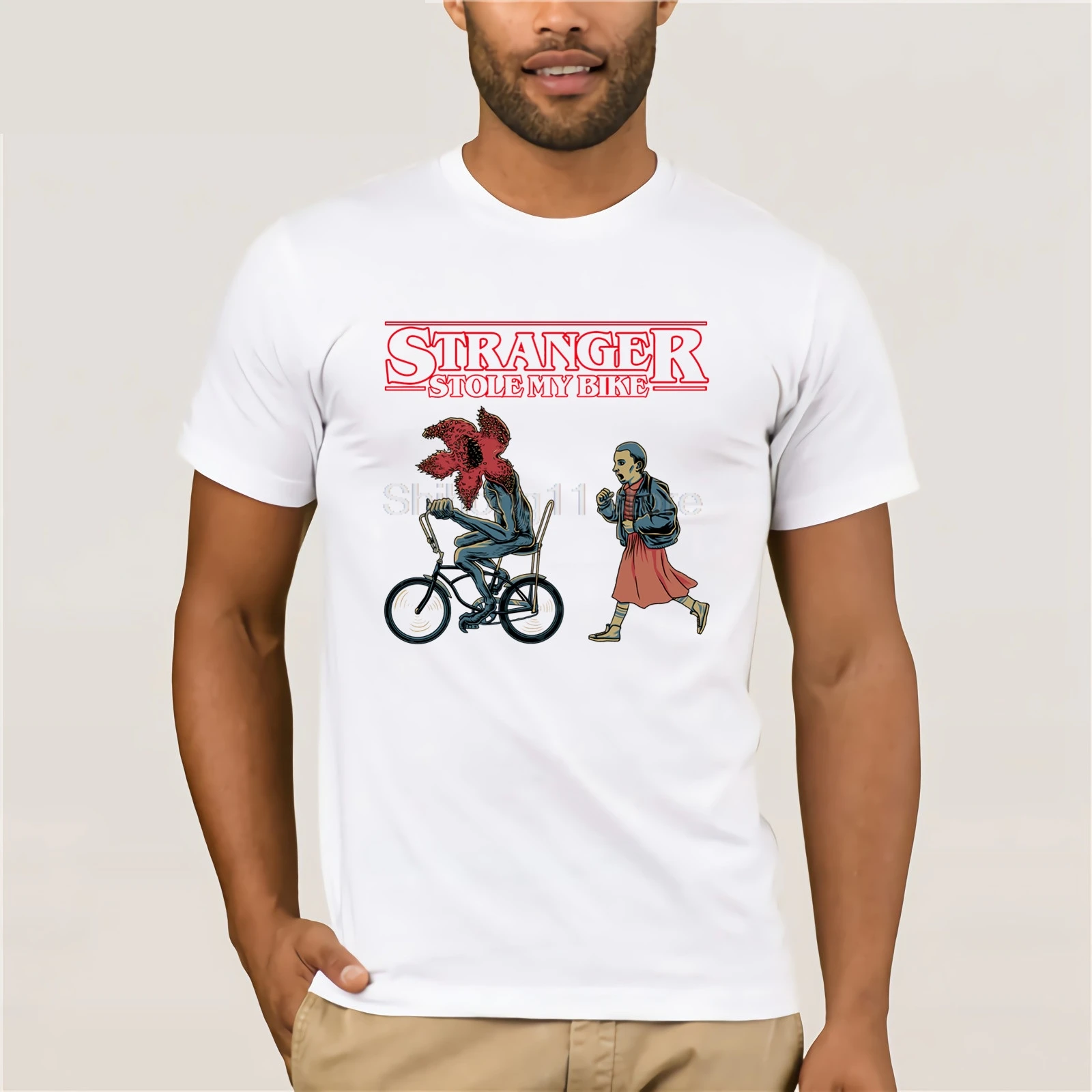 Stranger Stole My Bike Horror T-Shirt Brand T-shirt casual top Fun Men's Print Casual 100% Cotton Popular | Мужская одежда