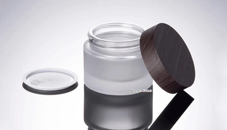 Download 30 50g/ml Translucent Frosted Glass with Black Wooden cap ... Yellowimages Mockups