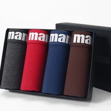 4Pcs/lot Men Boxer Cotton Men's Underpants Breathable Men's Panties Underwear Trunk Brand Shorts Man Boxer Calecon Homme