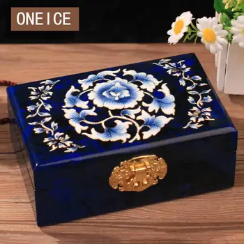 

Jewelry Storage Box Lacquer Chinese Blue And White Porcelain Dressing Jewelry Storage With Lock Christmas Decoration