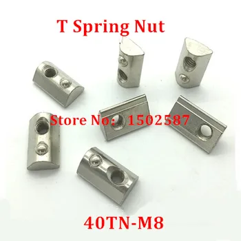 

50pcs M8 T Spring nut 40-M8 Half Round Elasticity Slot Nuts Groove 8 For 4040 Series Aluminum Profile Extrusion Fastener parts