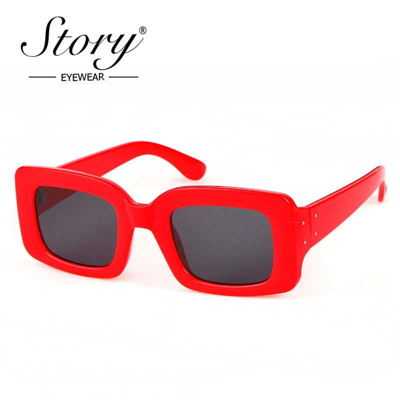 Online CERITA 2018 Vintage Retro Kecil Persegi Sunglasses Merek Fashion Designer Leopard Bingkai Kacamata Matahari Persegi Panjang Wanita UV400 Shades