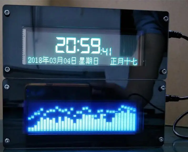 VFD FFT музыкальный индикатор спектра vfd часы дисплей VU метр экран аудио сигнал AUX для автомобиля Усилитель супер светодиодный o светодиодный