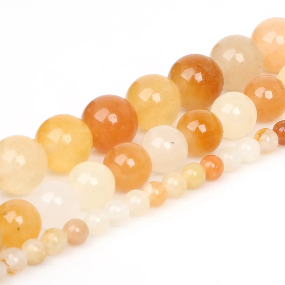4/8/10mm Yellow Round Loose Bead Natural Stone Beads For Jewelry Making