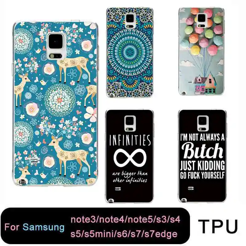 

QMSWEI TPU Soft Phone Case For samsung S8 s6 s7 edge s4 s5 s3 C5 C9 note3 note4 note5 Clear Butterfly Deer Cover Free shipping