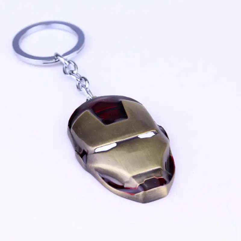 Marvel Super Hero los Vengadores Iron Man máscara llavero 3 colores moda esmalte Metal colgante llavero chaveiro llaveros