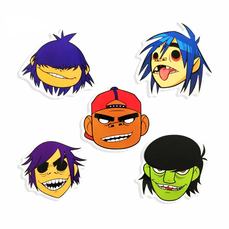 5 шт. хип хоп размытие Группа Gorillaz Прохладный наклейки для ноутбука скейтборд лыжи для велоспорта и сноубординга велосипед чемодан