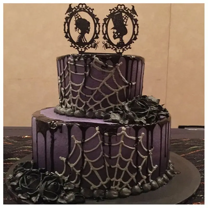 NEW Afordable Halloween Decorations Black Acrylic Skull Etc Halloween Cake Fancy Party Cake