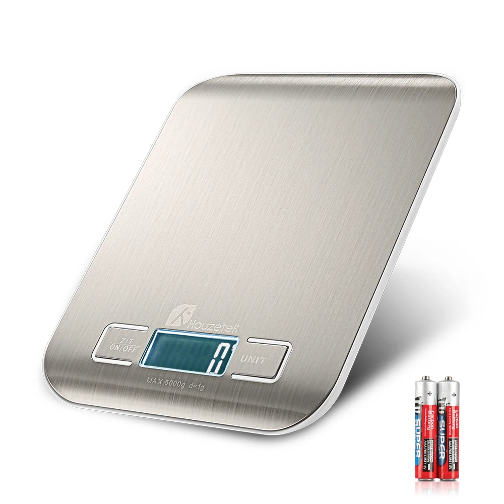

5000g/1g Digital Kitchen Scale Electronic Balance LED Scales Kitchen Cooking Measure Tools Food Weight Battery Stainless Steel