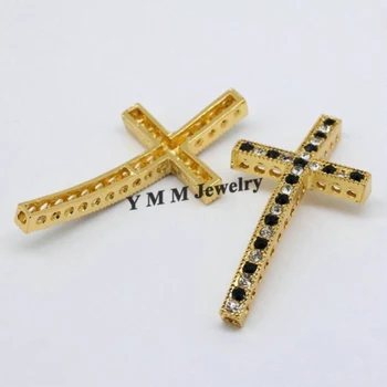 

Free Shipping 25x48mm Gold Plated Cross Crystal Rhinestone Bracelet Connector Fit DIY Fashion Accessory