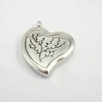 

10PCS Hot Silver Heart With Hollow Tree Perfume Locket Aromatherapy Essential Oil Magnetic Stainless Steel Diffuser Locket