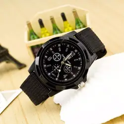 Новинка 2019 года для мужчин's повседневное кварцевые часы Известный Бренд Военная Униформа холст ремень солдат армии спортивные часы