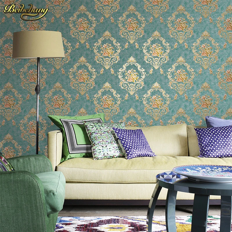 beibehang High - grade European non - woven bedroom bedside background wall wall paper bedroom 3D relief embossed wallpaper AB