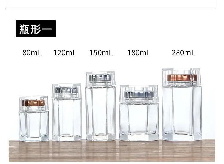10pcs 280ml Empty Hexagon/Round Glass Jars With Gold/Silver Lids Honey Glass Storage Bottle jar Spice Pickles Sugar Home Jar 3