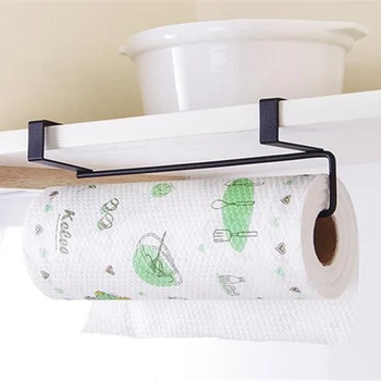

Kitchen Tissue Holder Hanging Bathroom Toilet Roll Paper Holder Rack Kitchen Cabinet Door Hook Holder black