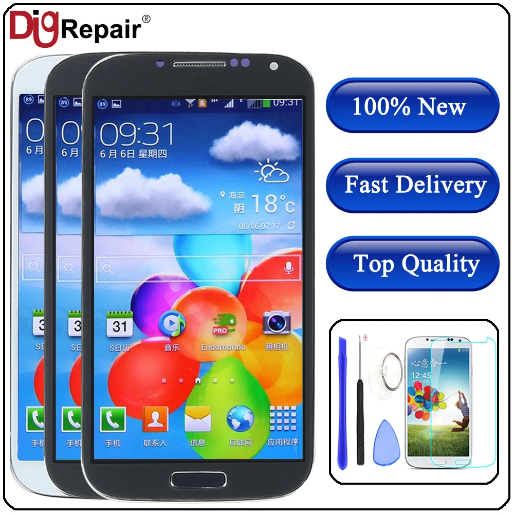 

i9505 lcd For SAMSUNG GALAXY S4 i9505 LCD Display Touch Screen Digitizer Full Assembly Replacement Part with Frame i9505 Display