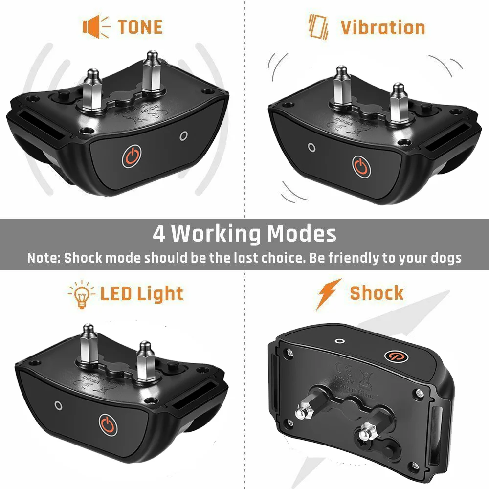 1000 м ошейник для дрессировки собак IP67 Вибрационный шок звук перезаряжаемый пульт дистанционного управления для маленькой тренировка большой собаки ошейник аксессуары