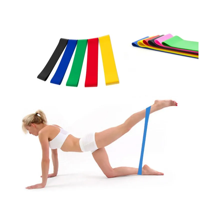 1pcs Body Building Yoga Stretch Bands Belt Fitness Rubber Band Elastic Exercise Straps Indoor