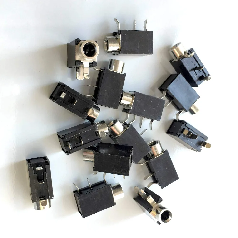 200PCS 1 8 3 5mm Stereo Jack Headphones Socket With nut PCB Panel Mount Chassis