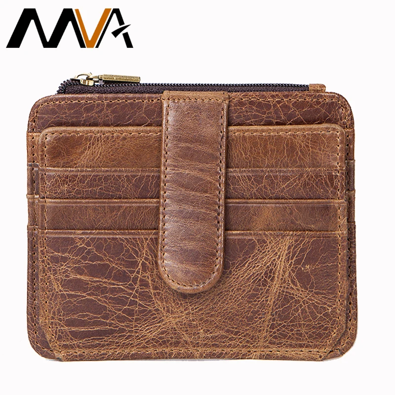 

MVA Coin Purse Men Mini Genuine Leather Wallet Slim Purse Brand Business id & Credit Card Holders Men Wallets Purses Small 7606