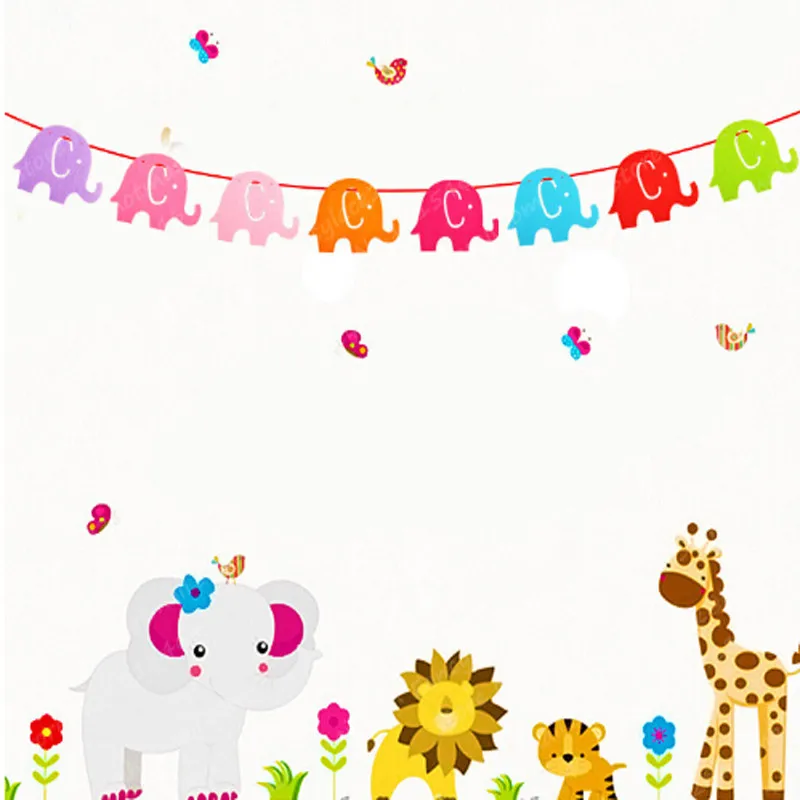 Cartoon Decor Bunting Birthday Party Arrangement Color Small