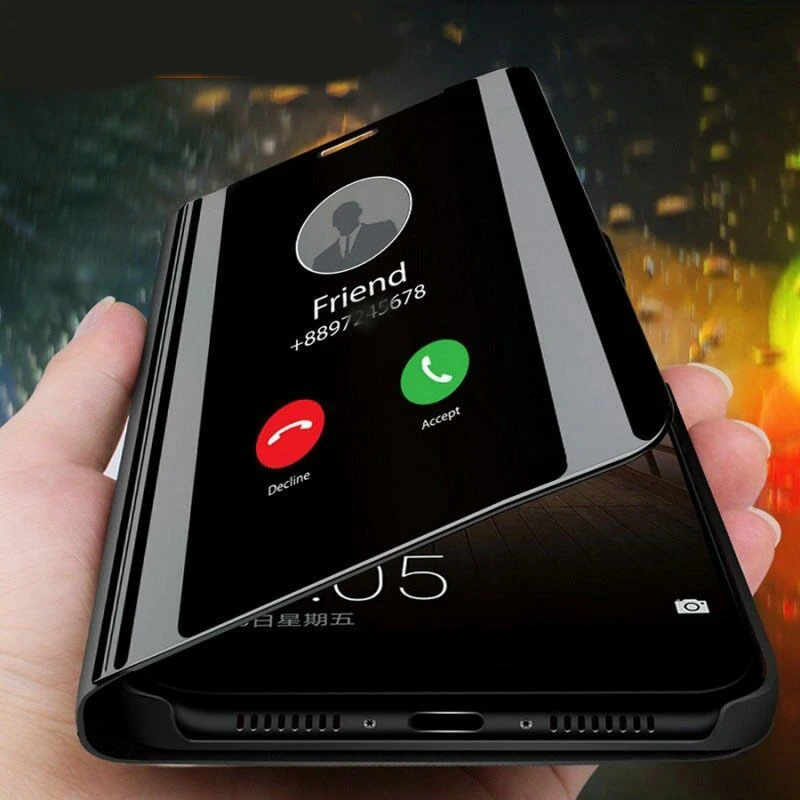 

Smart Mirror View Flip Phone Cases For Huawei Y7 Y6 Y9 Y5 Prime Lite 2018 2019 Honor 7C 7A Pro Holly 4 Plus Clear View Cover