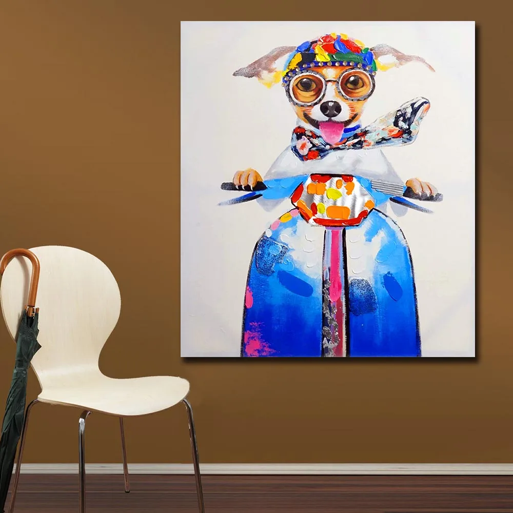 0 dog biker 70X80cm 2