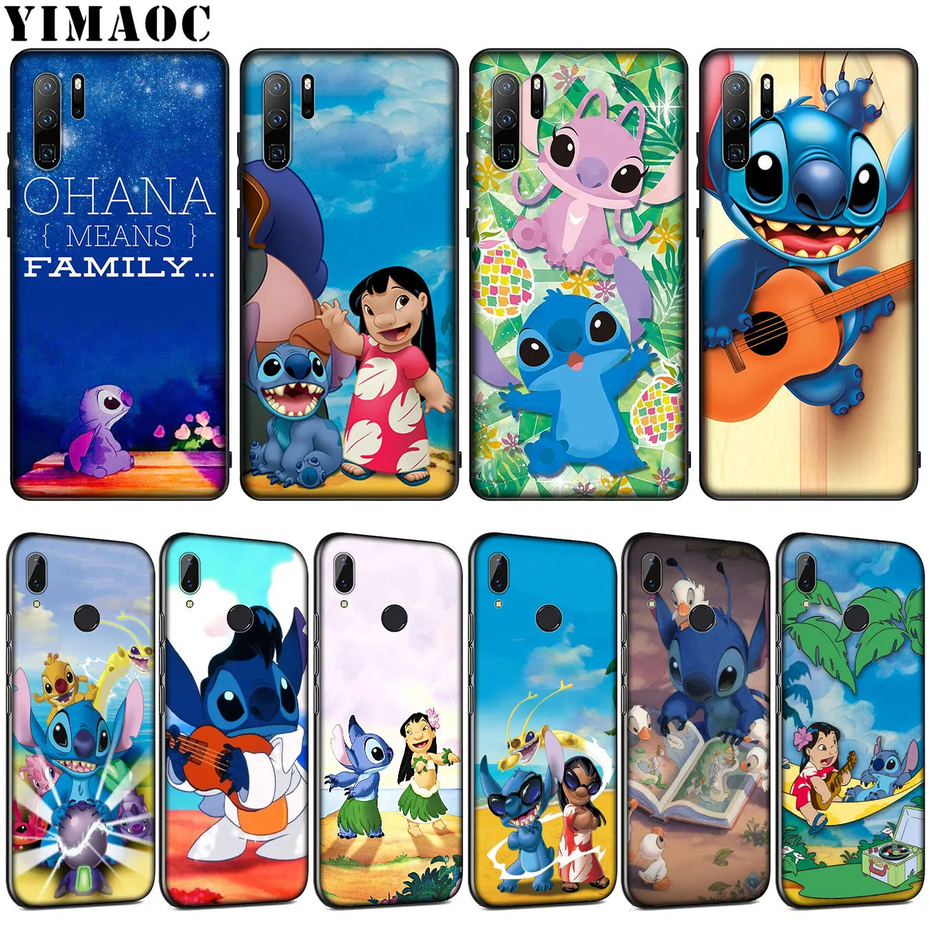 

YIMAOC Cartoon Lilo Stitch Soft Silicone Case for Huawei P30 P20 Pro P10 P9 Lite Mini 2017 2016 Black Cover P Smart Z 2019