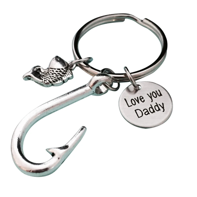 New Style Fish Hooks Keychain Metal Silver color Love you
