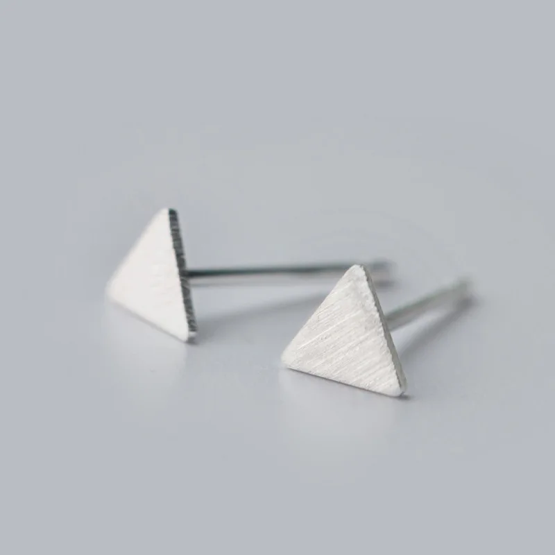 

925 Sterling Silver Triangle Stud Earrings for Women Party Gift Jewelry pendientes boucle d oreille A051