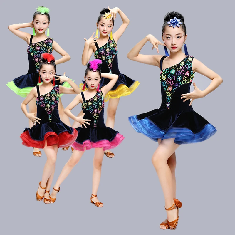 

Sexy lace Dance Costumes Competition Dresses Dress Salsa Dancewear Tango Clothes Girls ballroom dancing dresses for kids latin