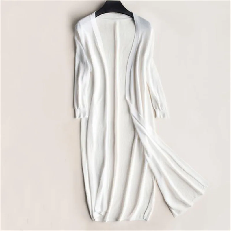 

Sanishroly Spring Women Long Cardigan Coat Casual Loose Thin Silk Knitted Cardigans Ladies Long Sleeve Outwear Plus Size SE500