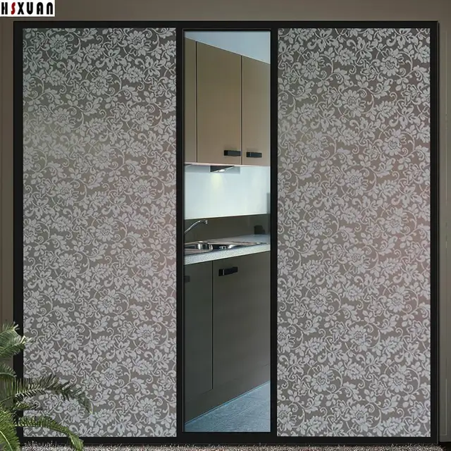 Waterproof Glass Static Stickers 90x100cm Flower Decorative Grease